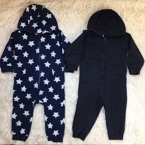 2 baby boy long sleeve hoodie jumpsuits